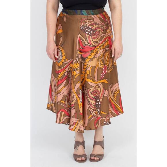 La Prestic Ouiston Dresses & Skirts - LA PRESTIC OUISTON Silk Paisley Abstract Print Flowy Midi Skirt | Medium